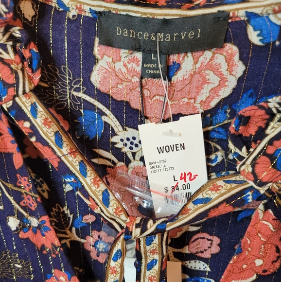 NWT Dance & Marvel Floral Fall Dress Sz L - Picture 7 of 11